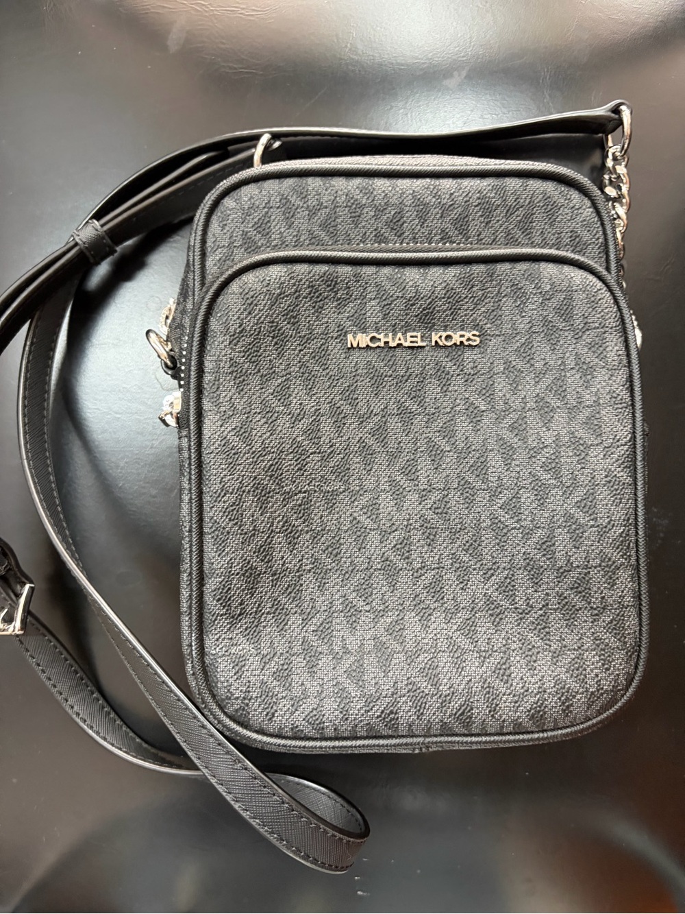 Michael Kors Black MK Logo Crossbody Messenger Bag